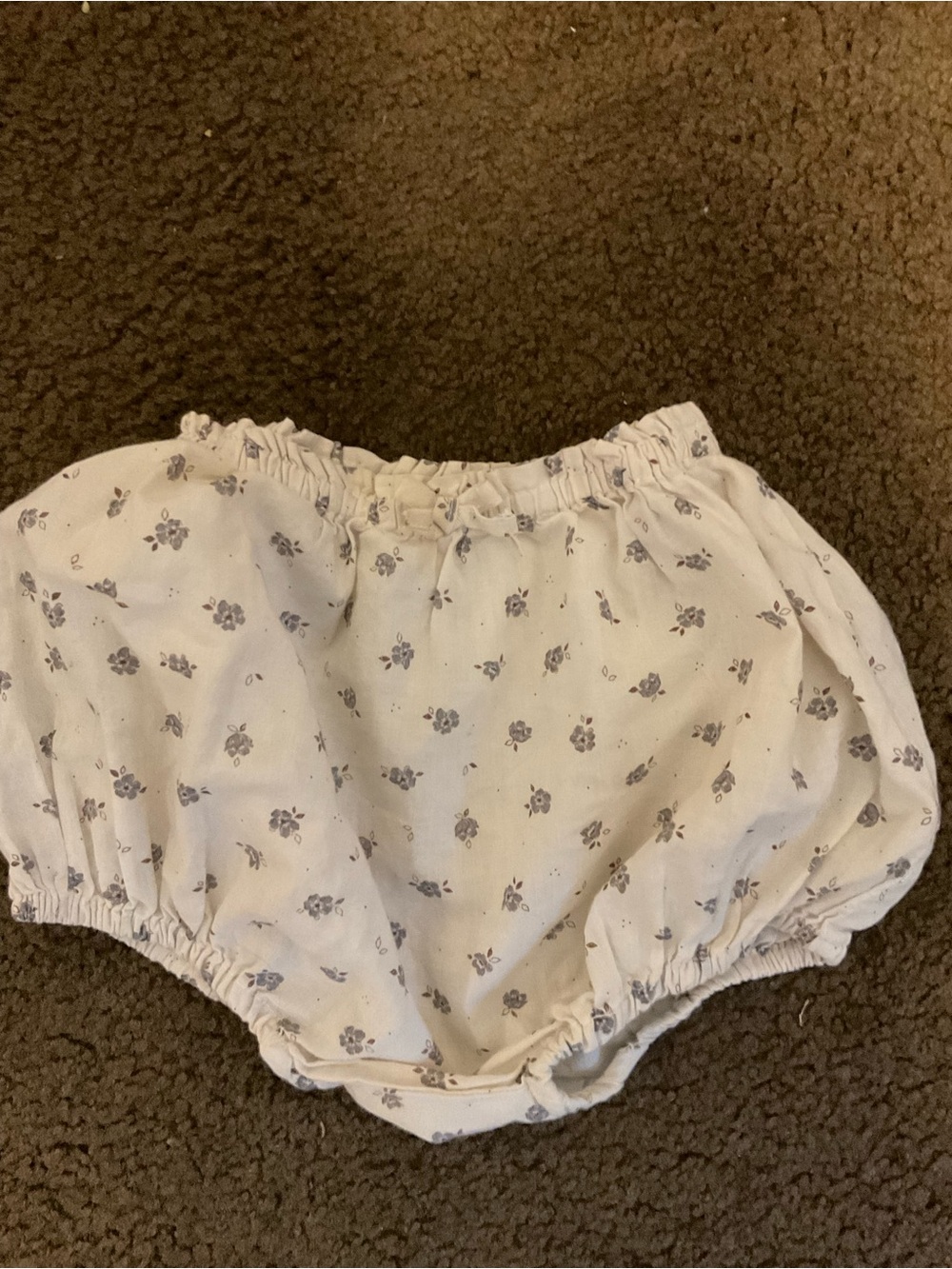 Cream Diaper Cover with Blue Floral Print